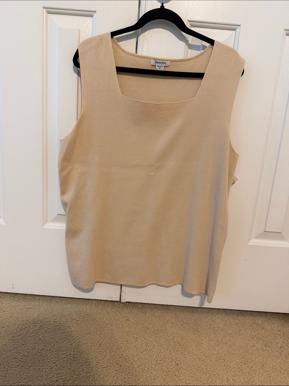 Sleeveless Square-Neck Tank in Beige